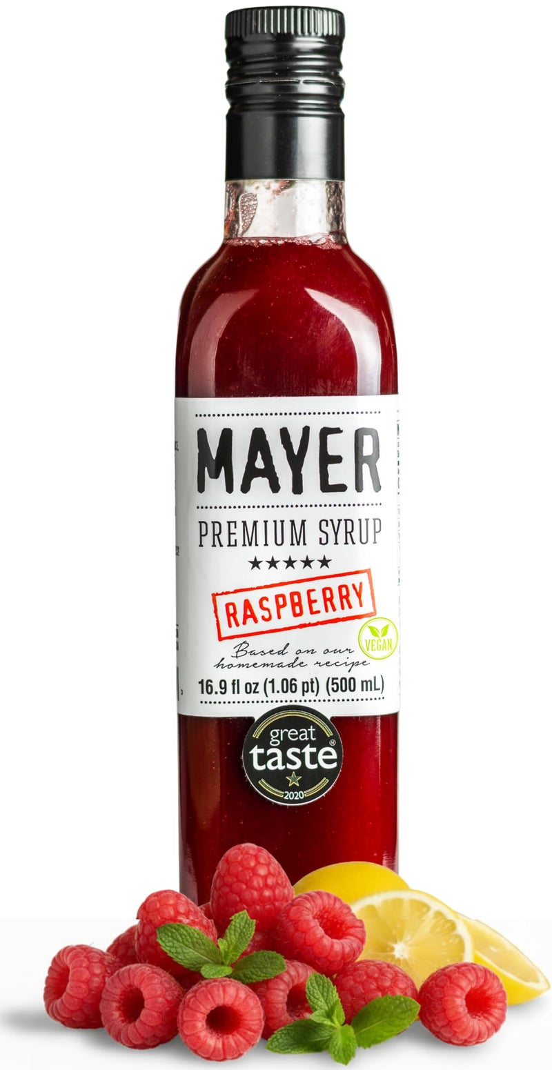 Mayer Hungarian Premium Raspberry Artisanal Syrup, Award-Winning, All-Natural, Vegan, Gluten-Free, Over 50% Real Fruits, Perfect Coffee Syrup & Cocktail Syrup, No Artificial Additives (1 Pack) - Image 1